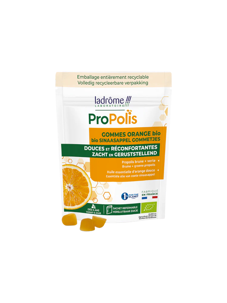 Ladrôme Propolis Gommes Orange Douces & Actives Bio 45 Grammes