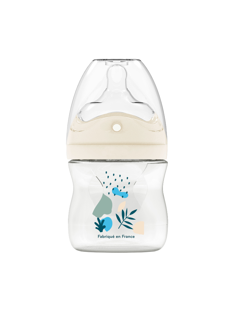 Dodie Biberon Anti-Colique Teat & Ring - 150 ml - Bleu - 0+ Mois - Tétine Biomimétisme Débit 1