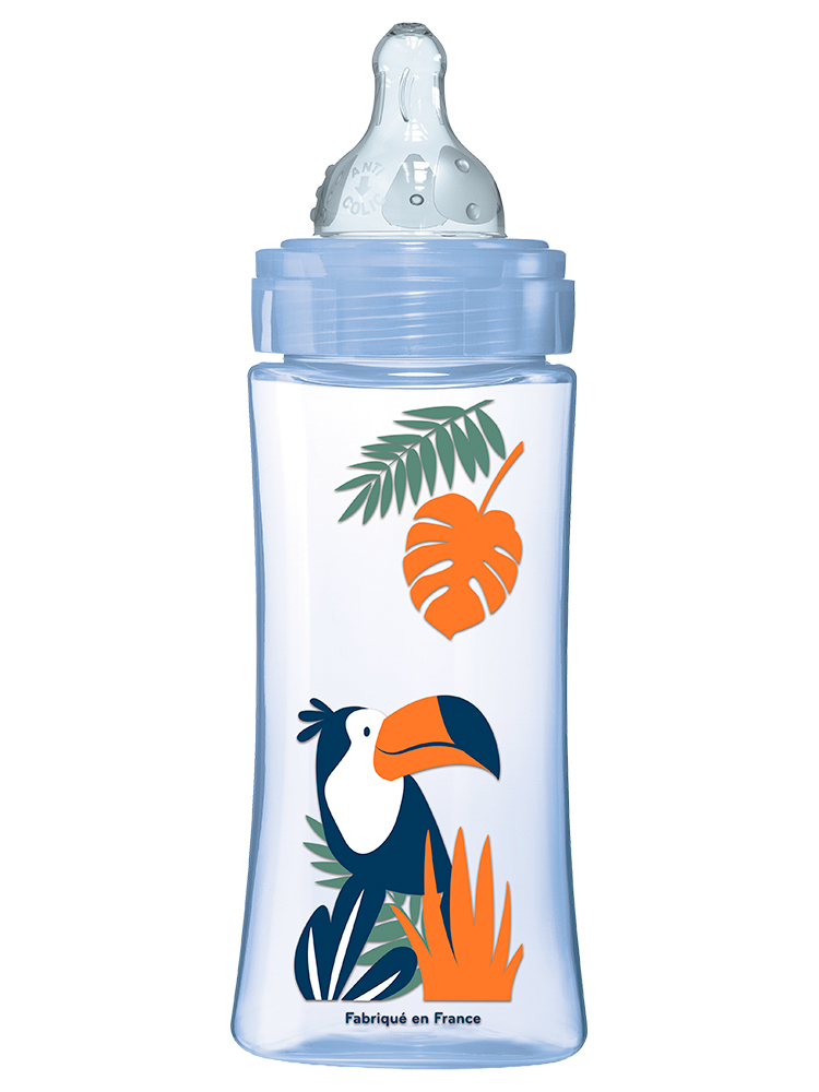 Dodie Biberon Initiation+ 330 ml Bleu +6 Mois Tétine Ronde 3 Vitesses Débit 3 - Couleur : Bleu