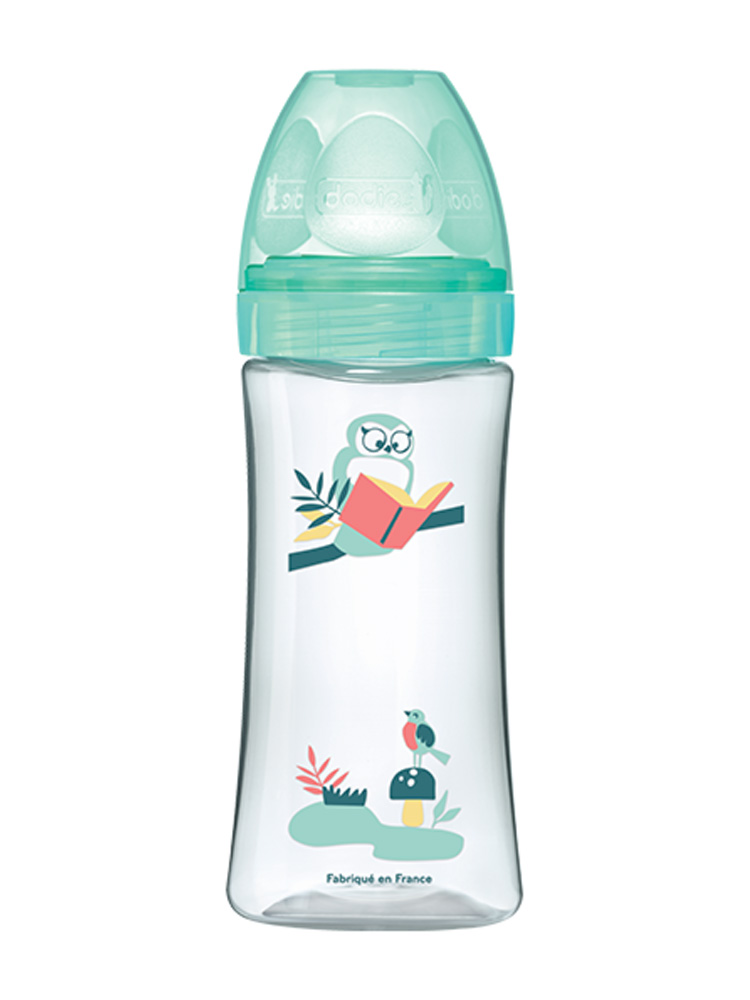 Dodie Biberon Initiation+ 330 ml Bleu +6 Mois Tétine Ronde 3 Vitesses Débit 3 - Couleur : Turquoise