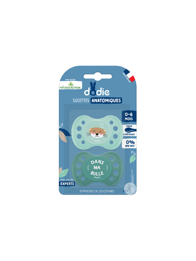 Dodie 2 Sucettes Silicone Anatomiques 0-6 Mois - Modèle : Loutre + Dans Ma Bulle
