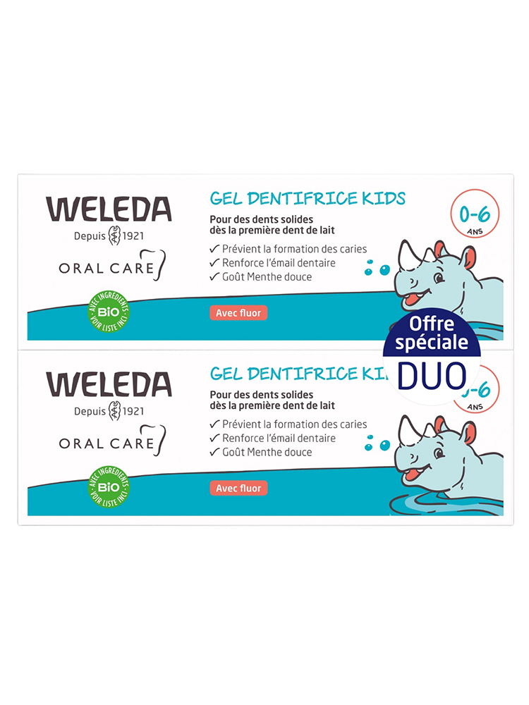 Weleda Duo Gel Dentifrice Kids - 2X50Ml - Compatible Avec Les Traitements Homéopathiques