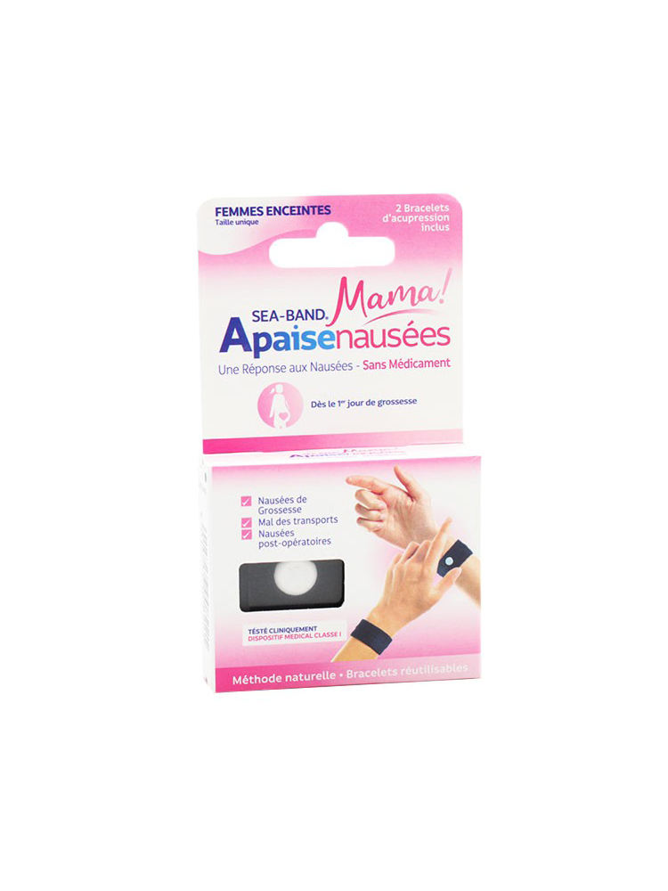 Sea Band Apaisenausées Femmes Enceintes Paire de Bracelets d'Acupression - Couleur : Noir