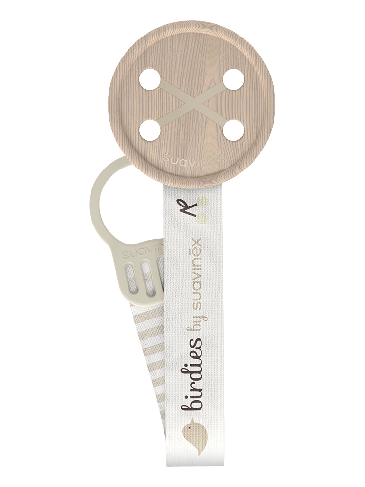 Suavinex Birdies Attache-Sucette Ruban Dès 0 Mois - Couleur : Beige