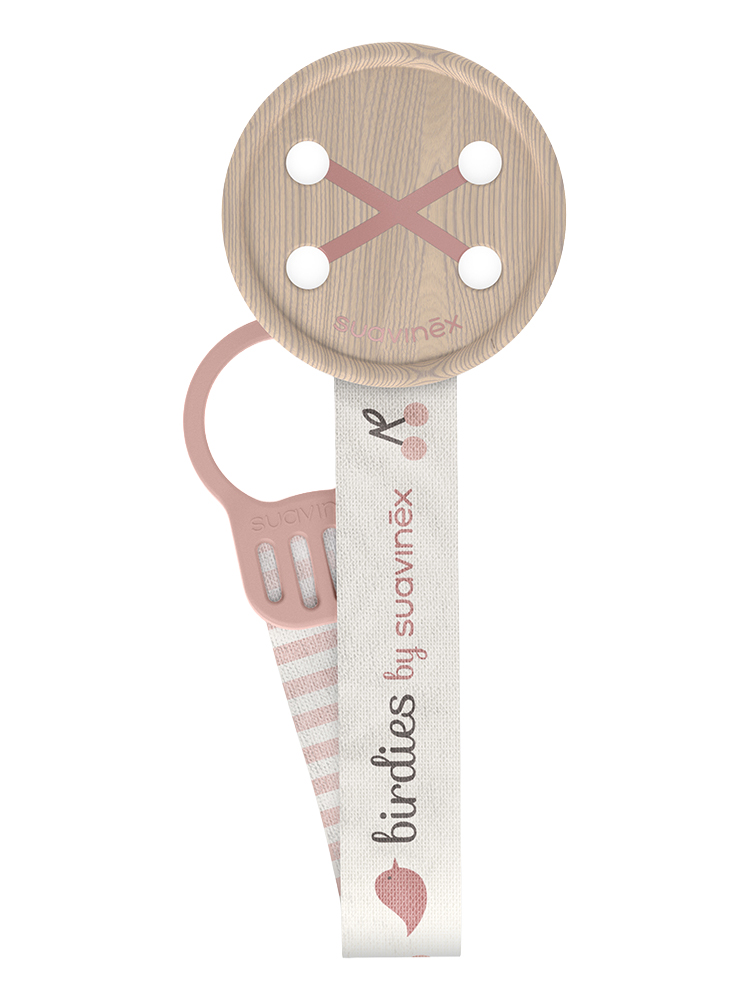 Suavinex Birdies Attache-Sucette Ruban Dès 0 Mois - Couleur : Rose