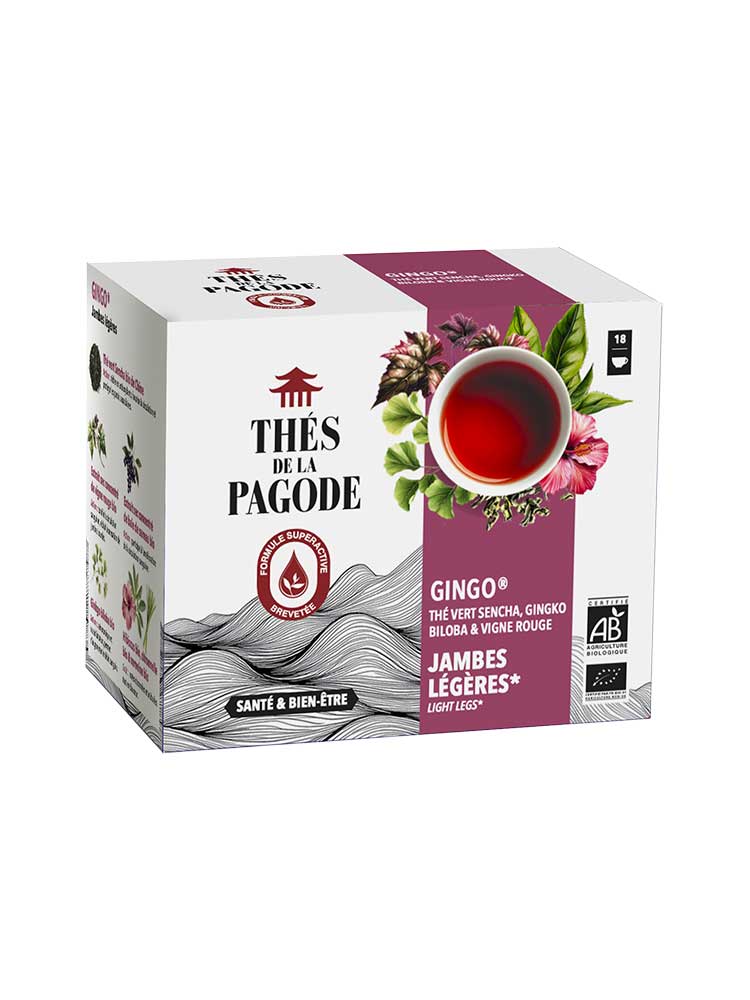 Thés de la Pagode Gingo Thé Vert Jambes Légères Bio 18 Sachets de 2 g
