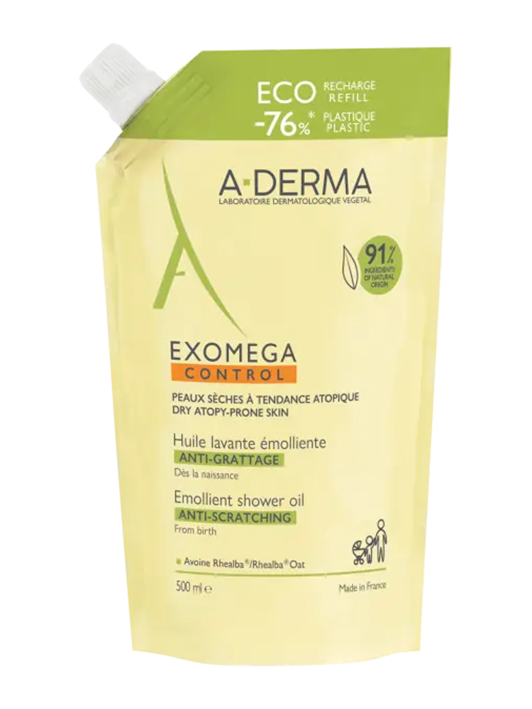 A-DERMA Exomega Control Huile Lavante Émolliente Peaux Sèches Atopiques Recharge 500 ml