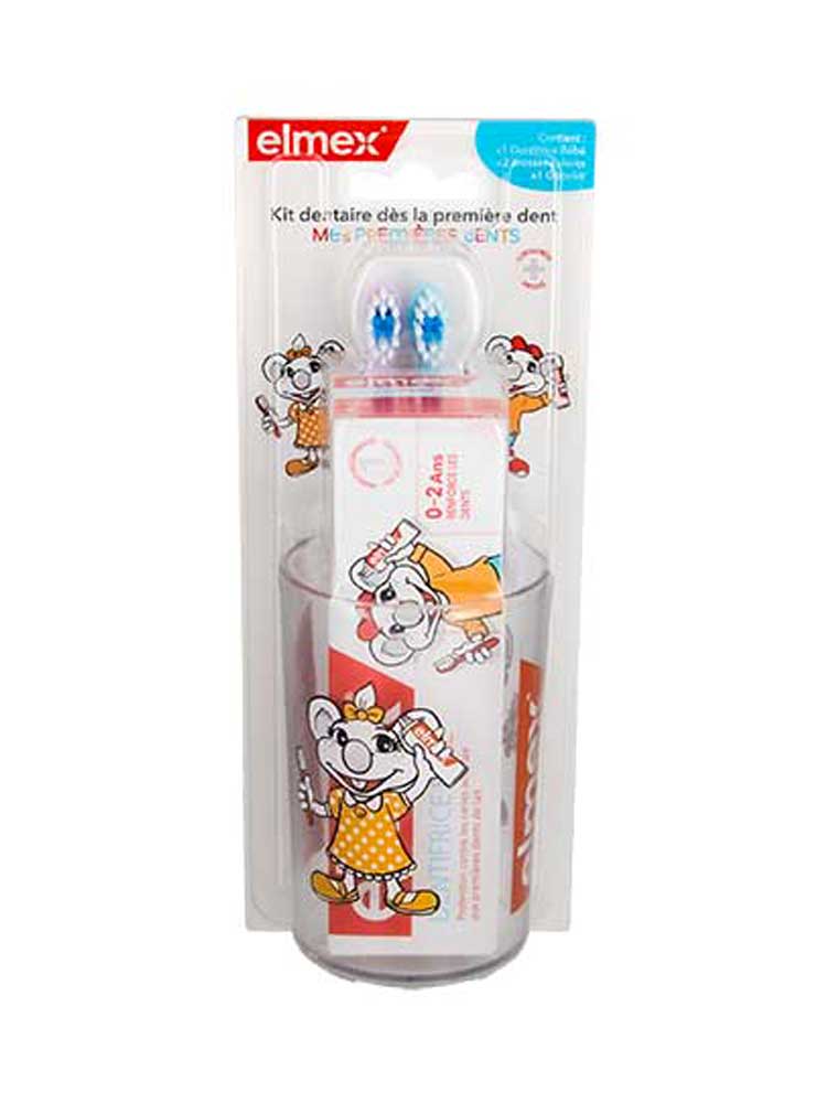 Elmex Kit Dentaire Enfant Mes Premières Dents - Couleur : Mauve & Bleu