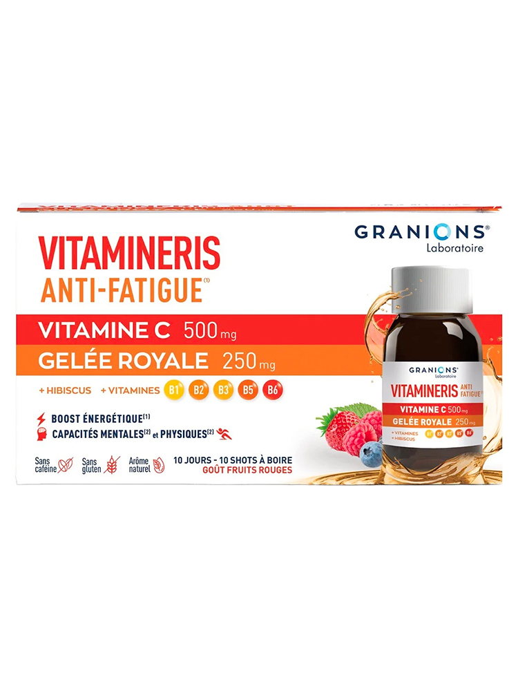 Granions Vitamineris Anti-Fatigue Goût Fruits Rouges 10 Shots