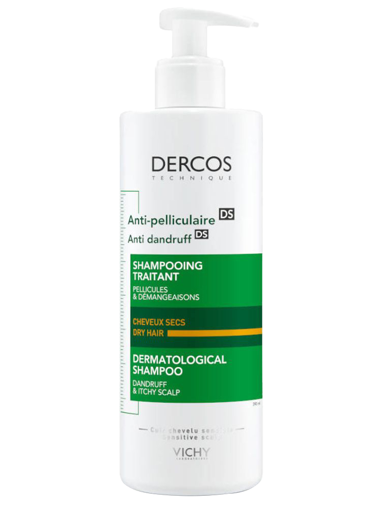 Vichy Dercos Shampoing Traitant Antipelliculaire Cheveux Secs Cuir Chevelu Sensible 390 ml