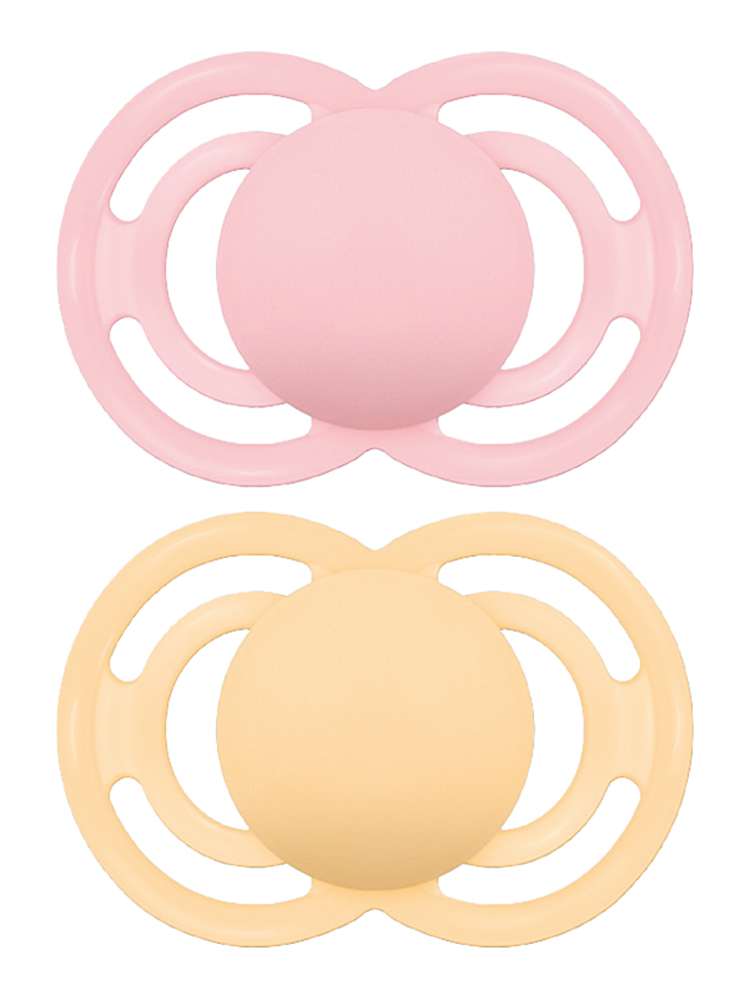 MAM Sucette Perfect Tendance - 6+ Mois - Silicone - X2 - Couleur : Rose et Jaune