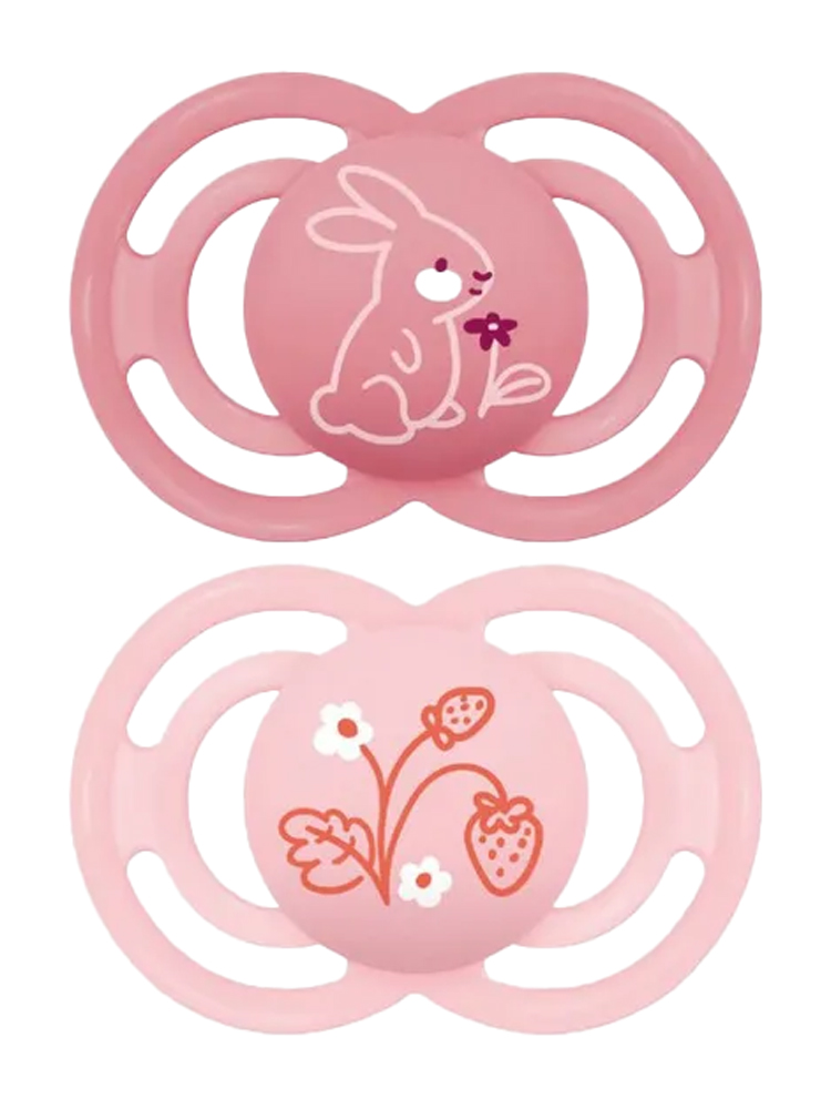 MAM 2 Sucettes Perfect Animaux Dès 6 Mois - Modèle : Lapin et Fraises
