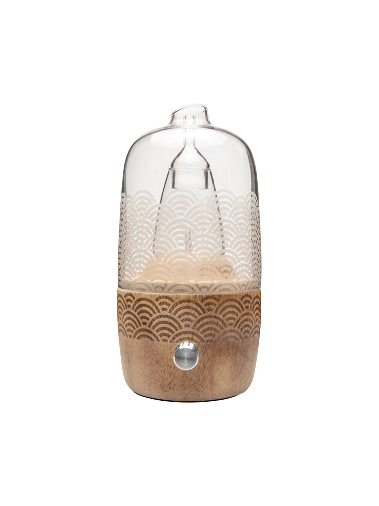 Le Comptoir Aroma Diffuseur d'Huile Essentielle Osaka Verre & Bois Nébulisation