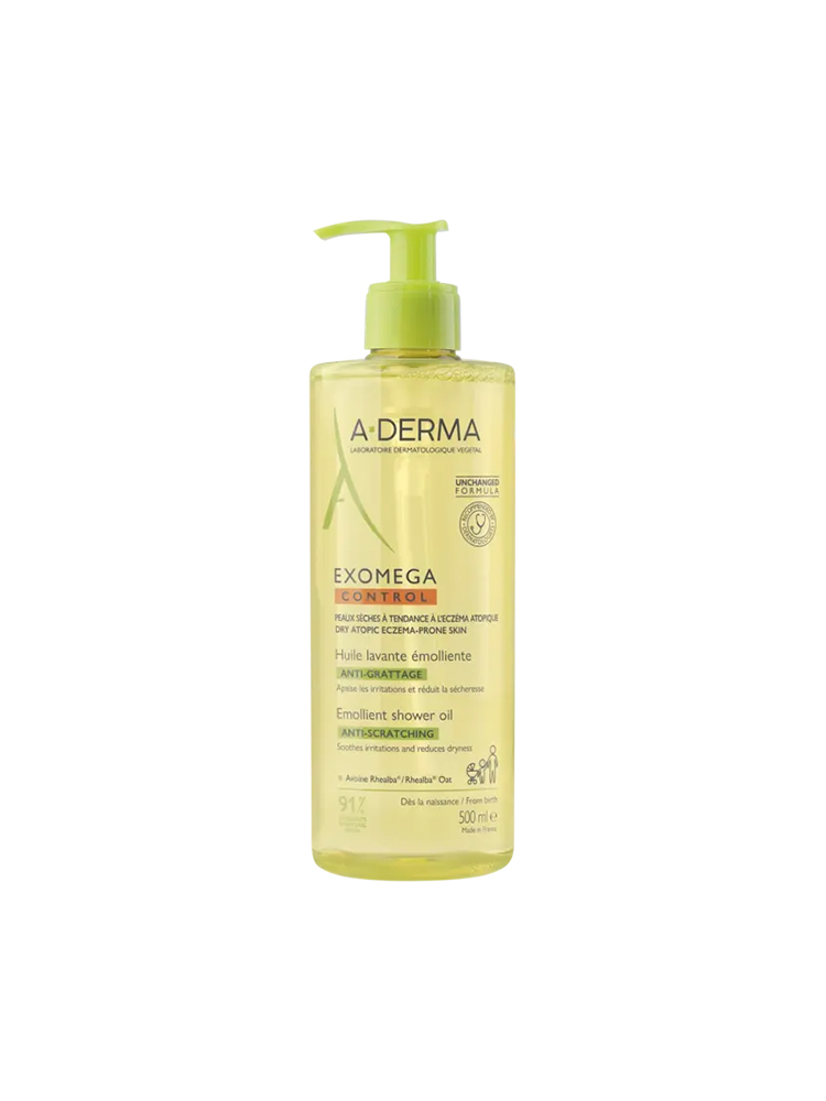A-DERMA Exomega Control Huile Lavante Émolliente Peaux Sèches Atopiques 500 ml