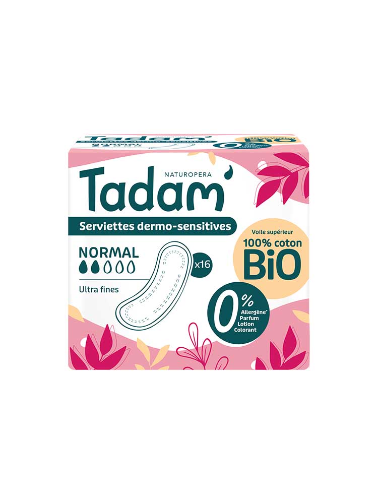 Tadam' Serviettes Dermo-Sensitives Ultra Fines Normal 16 Unités