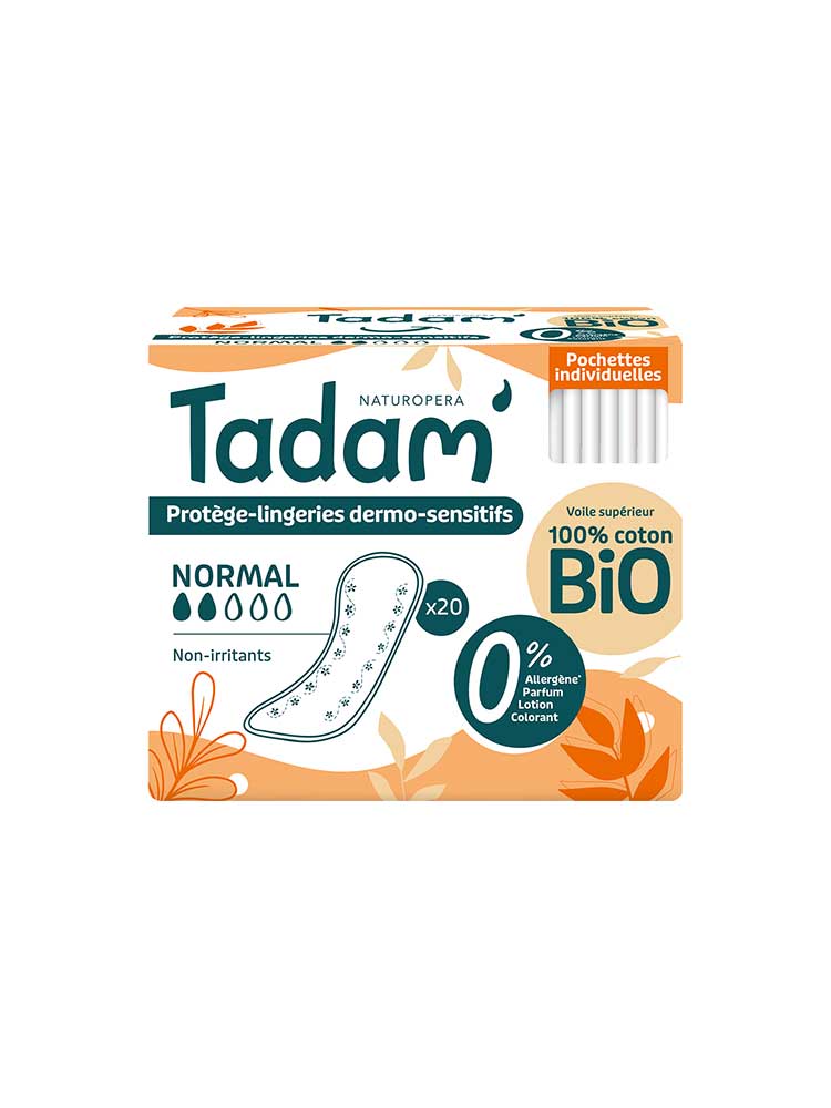 Tadam' Protège-Lingeries Dermo-Sensitifs Normal Pochettes Individuelles 20 Unités