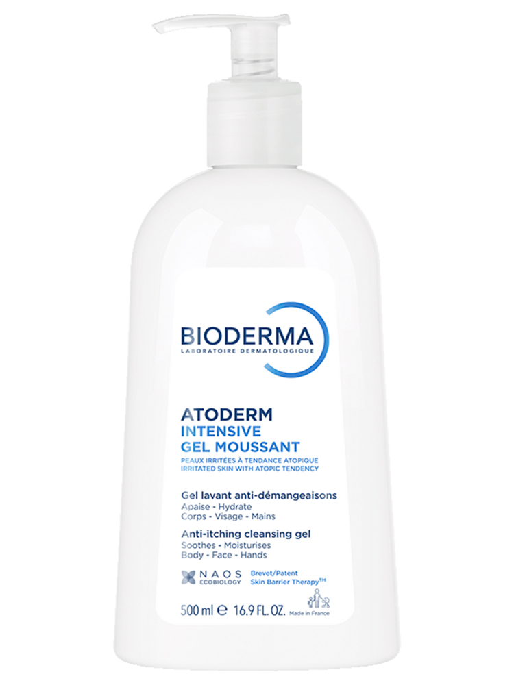 Bioderma Atoderm Gel Moussant Purifiant Doux Visage et Corps Peau Sujette à l'Eczéma Atopique 500 ml