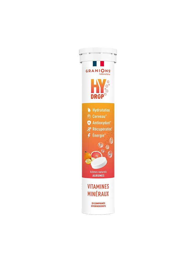 Granions HyDrop Hydratation Vitamines Minéraux 20 Comprimés Effervescents - Goût : Agrumes