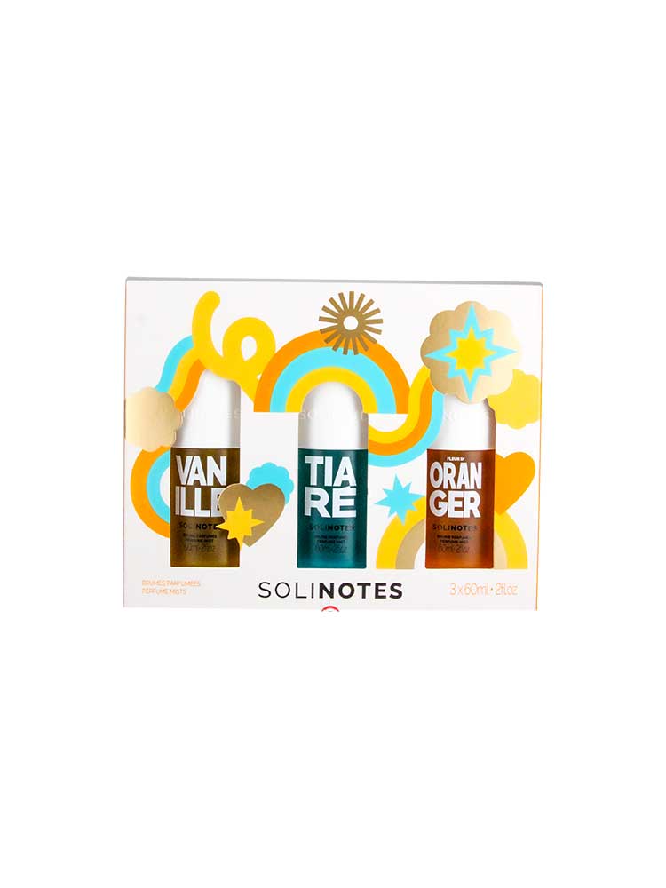 Solinotes Trio Brumes Parfumées Vanille Tiaré Fleur d'Oranger 3 x 60 ml